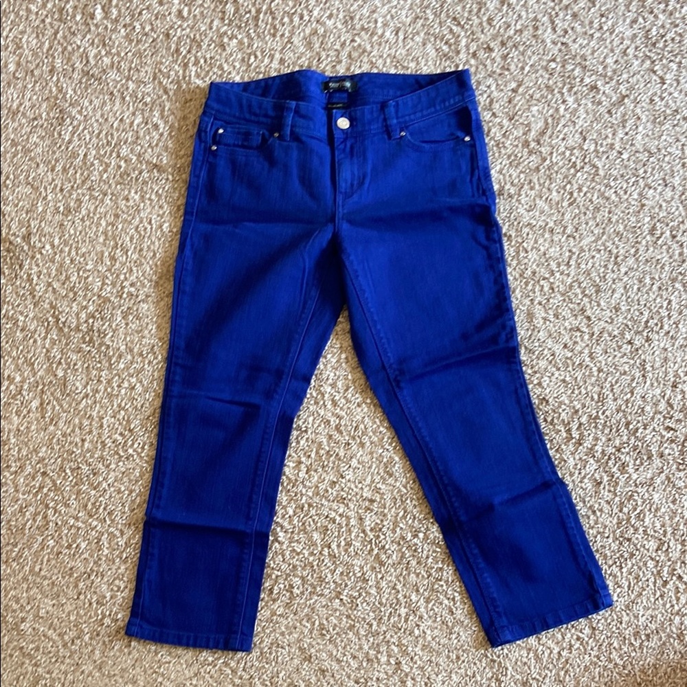 White House Black Market Royal Blue Slim Crop Jeans
